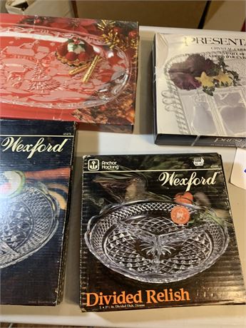 Wexford & Mikasa Crystal Serving Trays Lot