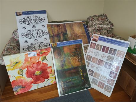 Mixed Art Lot: Poppy on Canvas Art / Decal Decor & More