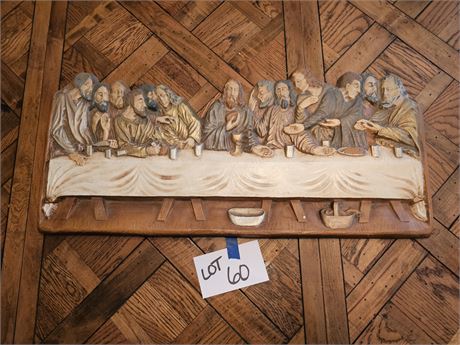 Large Chalkware The Last Supper Wall Hanging