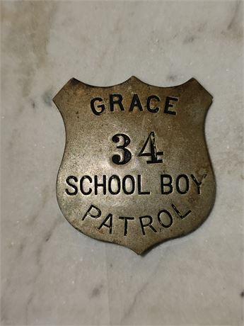 Vintage Metal Grace School Boy Patrol Badge