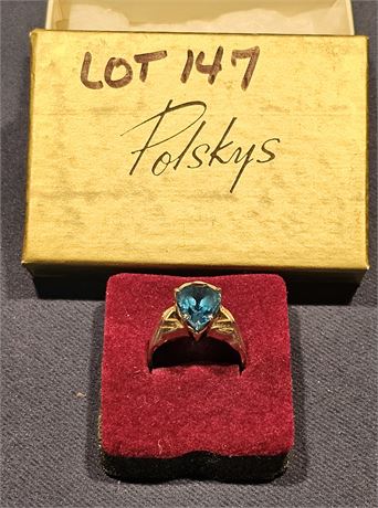 10k Aquamarine Ring Sz 10 3.5 dwt