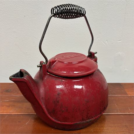 Vintage Lodge Enameled Cast Iron Tea Kettle