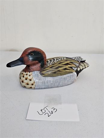 Vintage Signed "Teal Drake" Carved Wood Duck Decoy