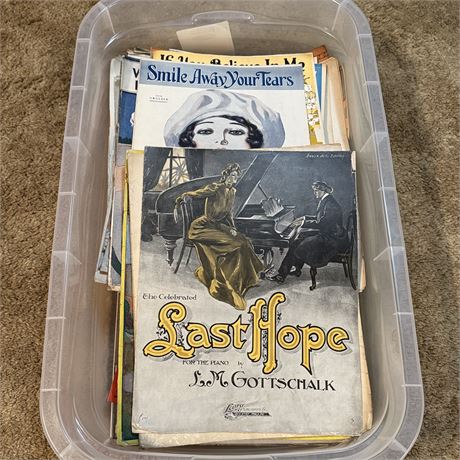 Large Collection of Antique Sheet Music