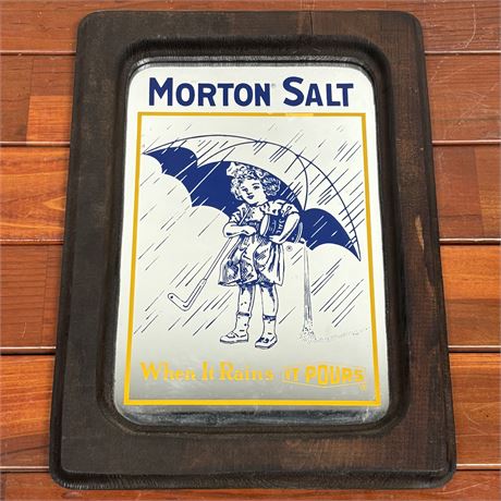 Vintage Morton Salt Advertising Wall Mirror
