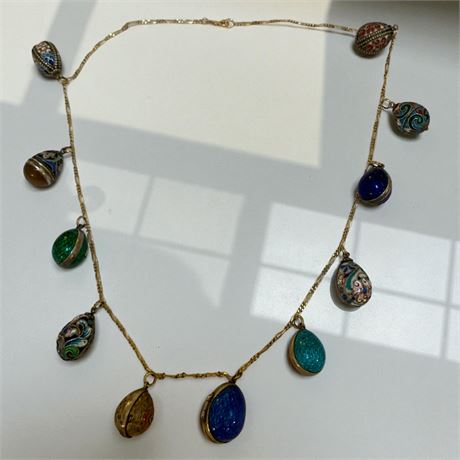 Vintage Russian-Style Faberge Egg Inspired Pendant/Charm Necklace
