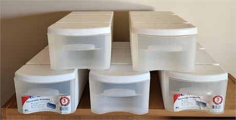 Set of 5 Shoe Box Sized Stackable Storage Bins