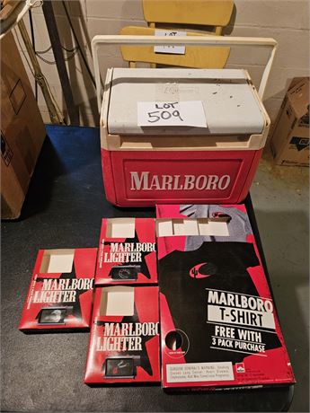 Marlboro Black T-Shirt, Lighters & Small Cooler