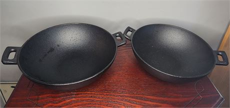 9.5"  Pacific Coast Trail Cast Iron Bowls -Set of 2