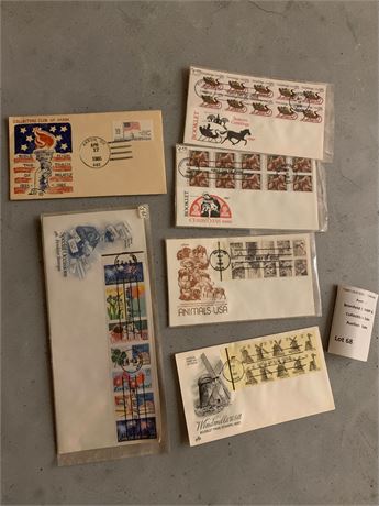 1980s First Day of Issue Used/Postmarked Stamped Envelopes - Patriotic