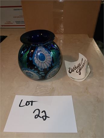 Eickholt Hand Blown Art Glass Vase