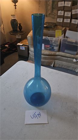 Eneryda Glasbruk 19.5” Blue Glass Bottle Vase