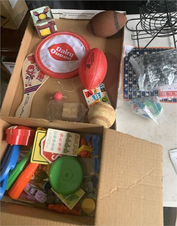 Vintage Small Collectible Toys Lot - Dairy Queen Frisbee, Bingo Game & More