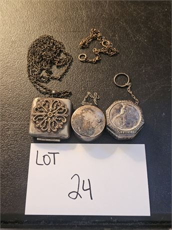 Antique Mixed Victorian Era Silver Plated Coin, Pill, Snuff Boxes