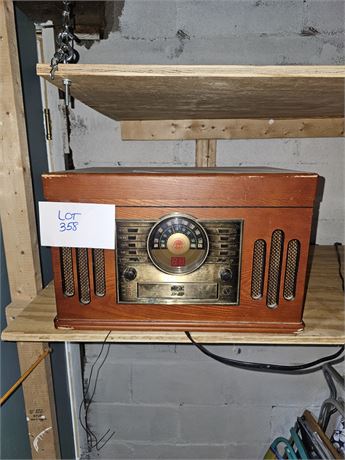 Crosley Musician Wood Finish Cabinet Turntable, Radio & CD Player