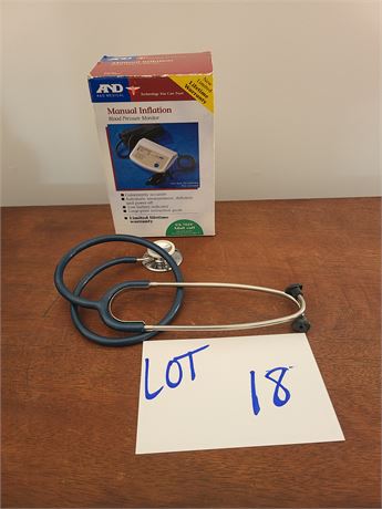 A&D Manual Inflation Blood Pressure Monitor & Stethoscope