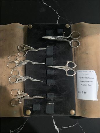 Vintage Animal Themed Metal Sewing/Embroidery Scissors W/Case