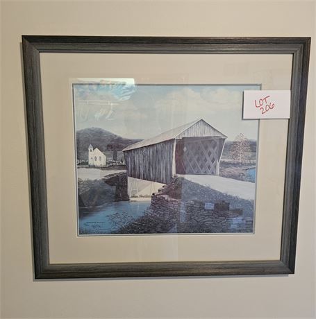 Signed Nina Kerrick 122/500 1976 Plate/ "Goddard Bridge" Print In Frame