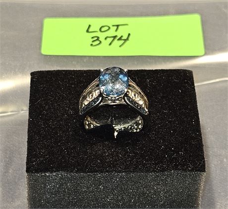 Sterling 925 Ocean Blue Topaz Sz 10