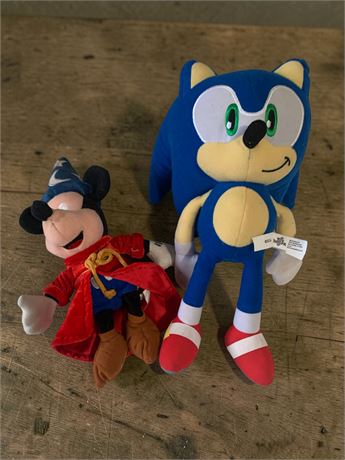 Sonic the Hedgehog & Sorcerer's Apprentice Mickey Mouse Plush Toys