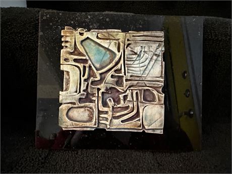 1994 Abstract Metal Art on Resin back signed