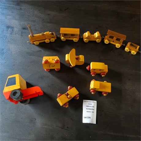 Vintage Wooden Train Engine, Train Car, Vehicle Lot
