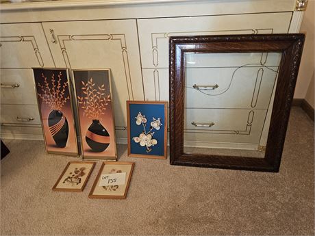 Mixed Art Lot : Shell Art / Dried Floral & More