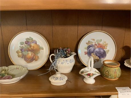 Schumann Arzberg Bavaria Fruit Plates, Lefton China Heritage Green Dish