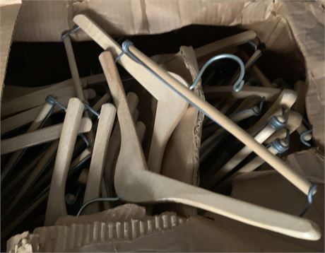 Natural Finish Solid Wood Clothes Hanger Lot - 2 Large Boxes