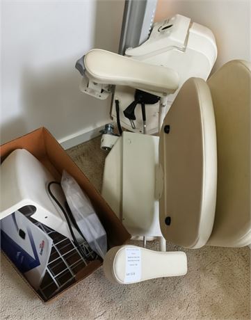 Beige AmeriGlide Rave 2 Stair Lift Chair (Compact Design) W/Basket