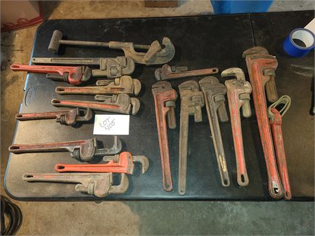 Huge Mixed Lot of Pipe Wrenches - Ridgid / Pipemaster & More 10" to 24" Long