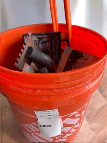 Concrete Tools Lot In Plastic Orange Home Depot Bucket