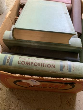 Vintage Text Book Lot and Old Dictionary and Bible