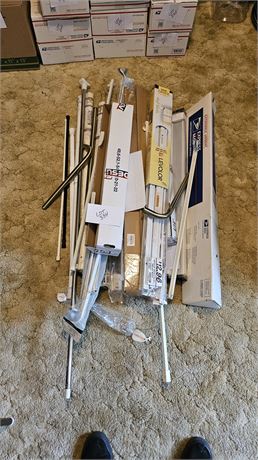 Huge Lot Of Mixed Curtain Rods, Tension Rods, Blinds & More