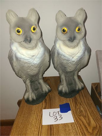 (2) Vintage Paper Mache Owls