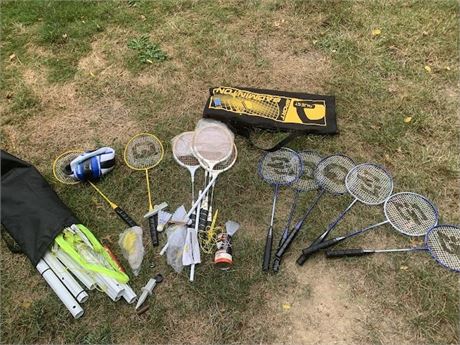 Quest Sport Badminton Lot Rackets Net Birdies/Shuttlecocks Carrying Case & More