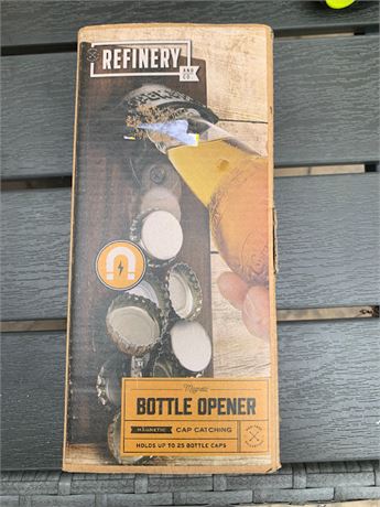 Refinery Brand Bottle Opener With Magnetic Cap Catcher NEW IN BOX