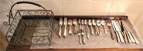 Silver Plate Flatware, Sterling Weighted Candleholders