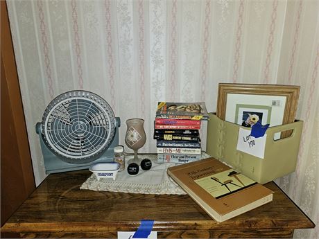 Mixed Home Lot: Paperback Books/Photo Frame/Fan/Decor & More