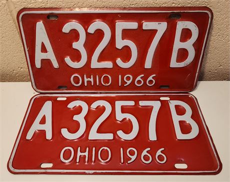 Pair of 1966 Ohio LicensePlates