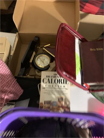 Misc Lot - Desk Clocks - Trays - Post Cards - Books - Eye Glass Cases & More