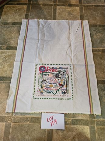 Vintage Ohio Catstudio Linen Tablecloth