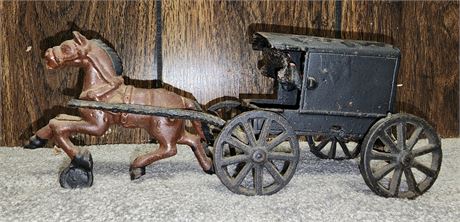 Enesco Cast Iron Horse & Carriage Toy