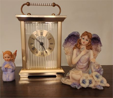 Bulova Clock, Small Hummel Angel & More