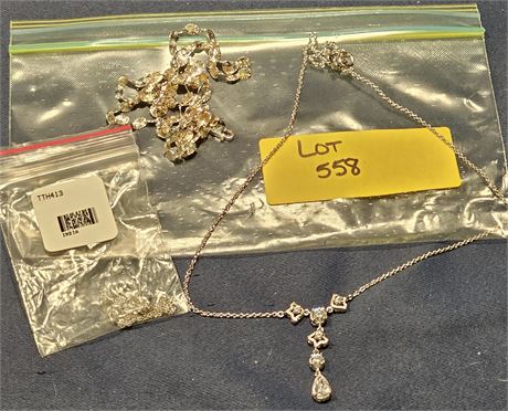 Sterling Mixed Necklace Lot Size Style Vary Total : 0.44ozt