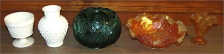 Assorted Glass: Carnival Glass, Etc