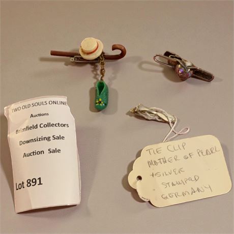 Lagen Chohen Sterling Silver Tie Clip, Aurora Borealis Rhinestone Eye Cat Pin