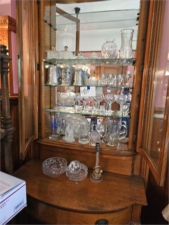 Mixed Clear Glass Lot: Lamp/Bowls/Wine Glasses/Vases & More