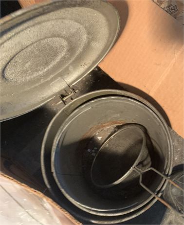 Vintage Metal Trash Can W/Foot Pedal & Hinged Lid