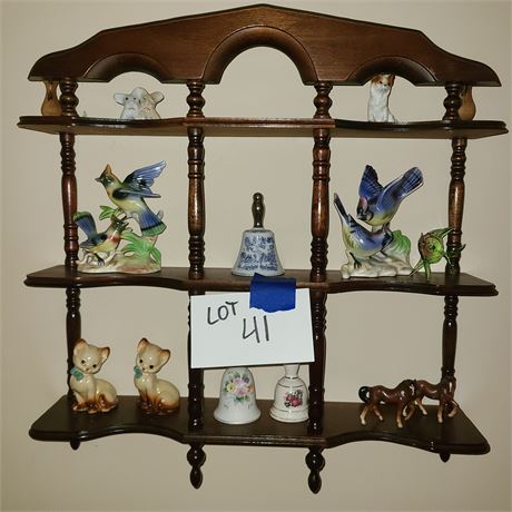 Knick Knack Shelf with Animal Figurines / Bells & More